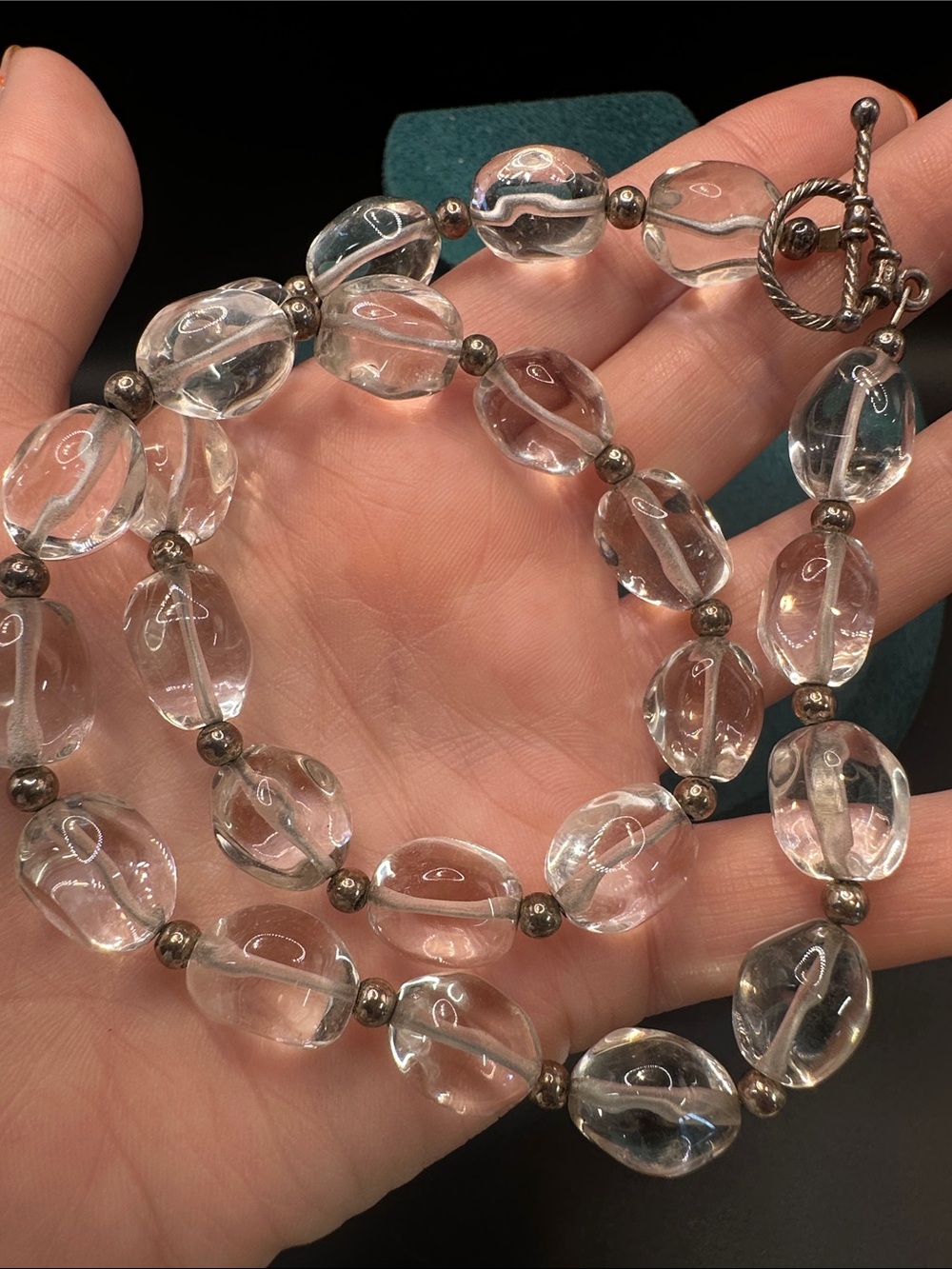 Clear Quartz Sterling 925 Toggle Necklace